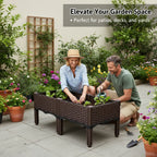 Rattan-Look Raised Planter Box 80 x 40 cm – Brown