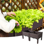 Rattan-Look Raised Planter Box 80 x 40 cm – Brown