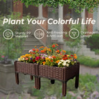 Rattan-Look Raised Planter Box 80 x 40 cm – Brown