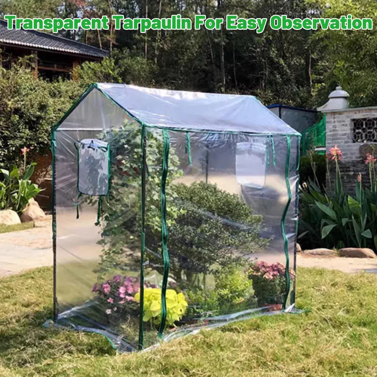 Plant Growing Shed Greenhouse 130 x 91 x 150 cm – Clear PE