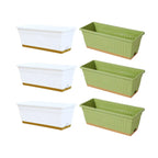 Rectangular Balcony Planter Boxes, 6 Pack – Green & White