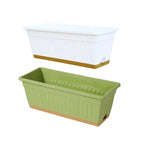 Rectangular Balcony Planter Boxes, 6 Pack – Green & White