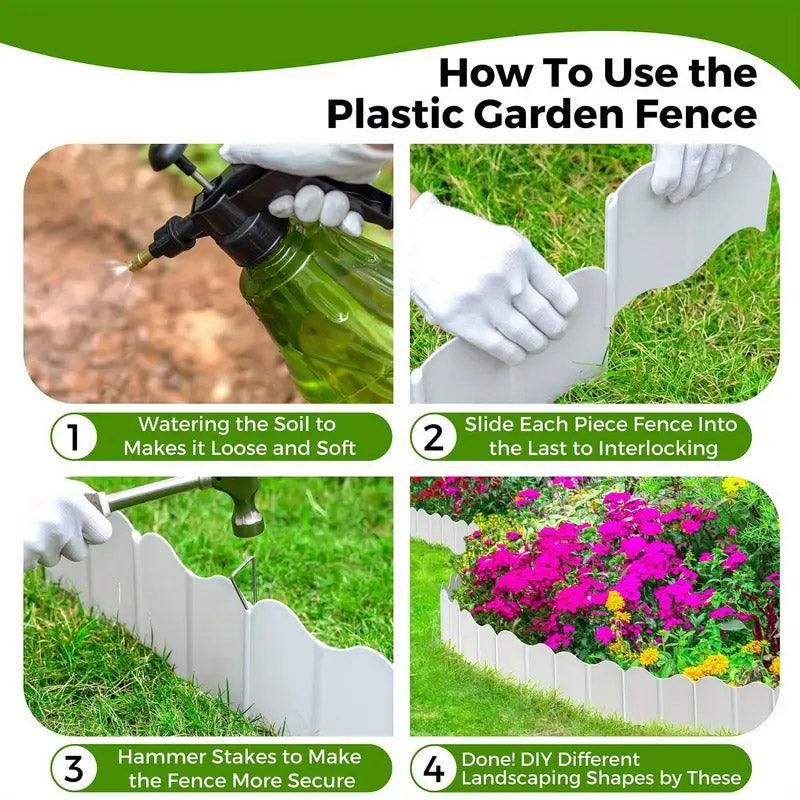 Decorative Garden Edging Fence Panels, 20 Pack – Black
