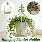 Vintage Wrought Iron Hanging Flower Basket with Chain, 25 cm