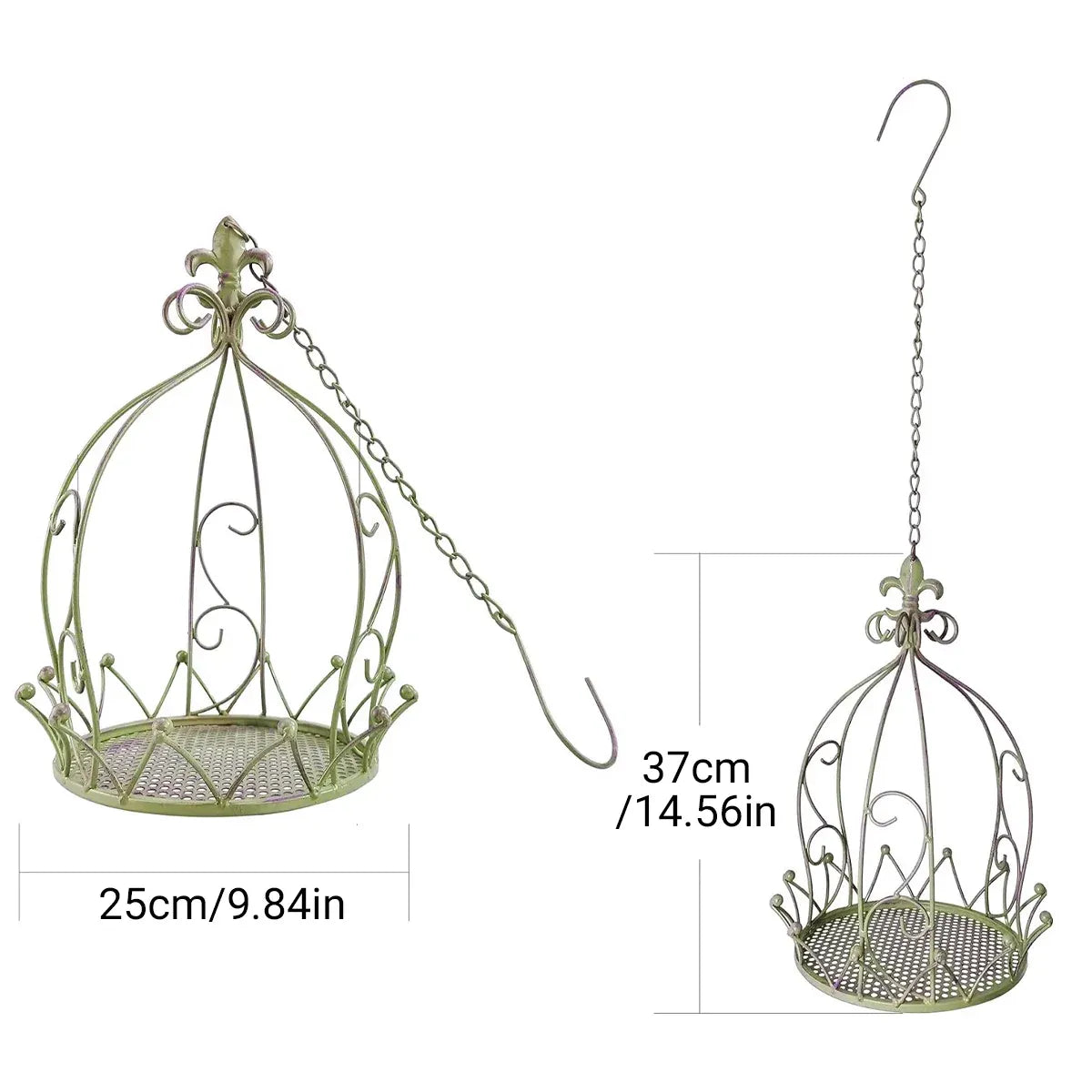 Vintage Wrought Iron Hanging Flower Basket with Chain, 25 cm