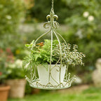 Vintage Wrought Iron Hanging Flower Basket with Chain, 25 cm