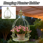 Vintage Wrought Iron Hanging Flower Basket with Chain, 25 cm