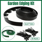L-Shaped Flexible Garden Edging 10 m with Ground Nails – Green