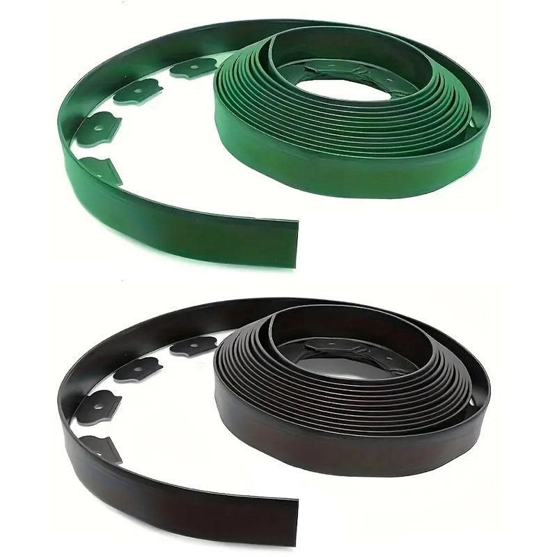 L-Shaped Flexible Garden Edging 10 m with Ground Nails – Green