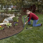 L-Shaped Flexible Garden Edging 10 m with Ground Nails – Green