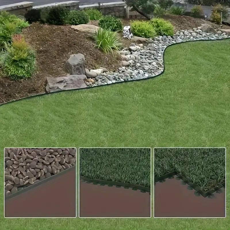 L-Shaped Flexible Garden Edging 10 m with Ground Nails – Green
