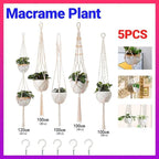 Macramé Plant Hangers for Indoor Pots – Set of 5