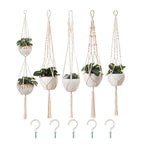 Macramé Plant Hangers for Indoor Pots – Set of 5