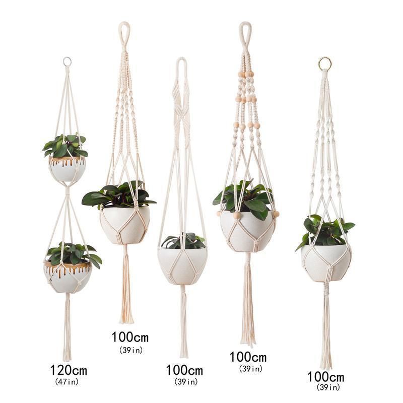 Macramé Plant Hangers for Indoor Pots – Set of 5