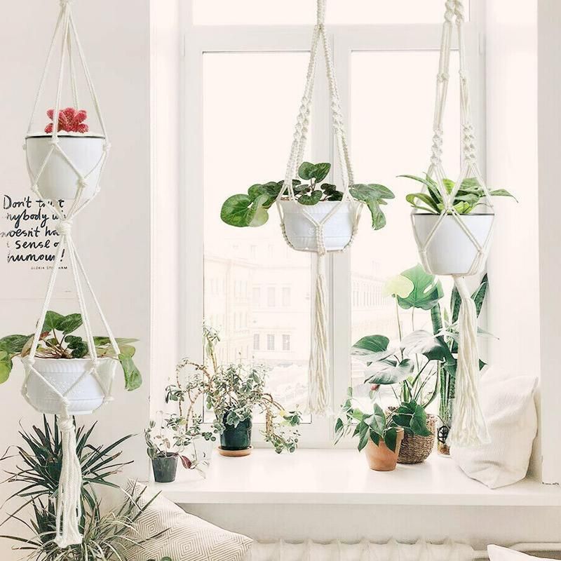 Macramé Plant Hangers for Indoor Pots – Set of 5