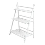 3-Tier Folding Wooden Corner Plant Stand – White