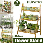 3-Tier Folding Wooden Corner Plant Stand – White