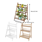 3-Tier Folding Wooden Corner Plant Stand – White