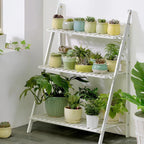 3-Tier Folding Wooden Corner Plant Stand – White