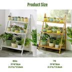 3-Tier Folding Wooden Corner Plant Stand – White