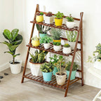 3-Tier Folding Wooden Corner Plant Stand – White