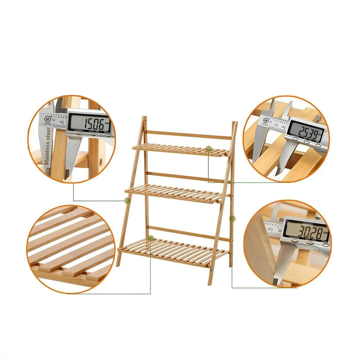 3-Tier Folding Wooden Corner Plant Stand – White