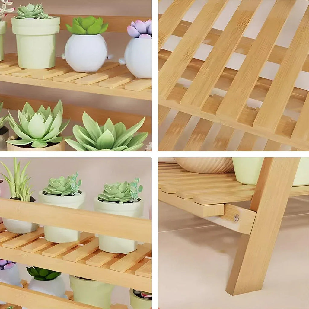 3-Tier Folding Wooden Corner Plant Stand – White
