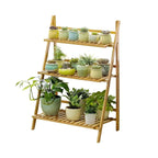 3-Tier Folding Wooden Corner Plant Stand – White