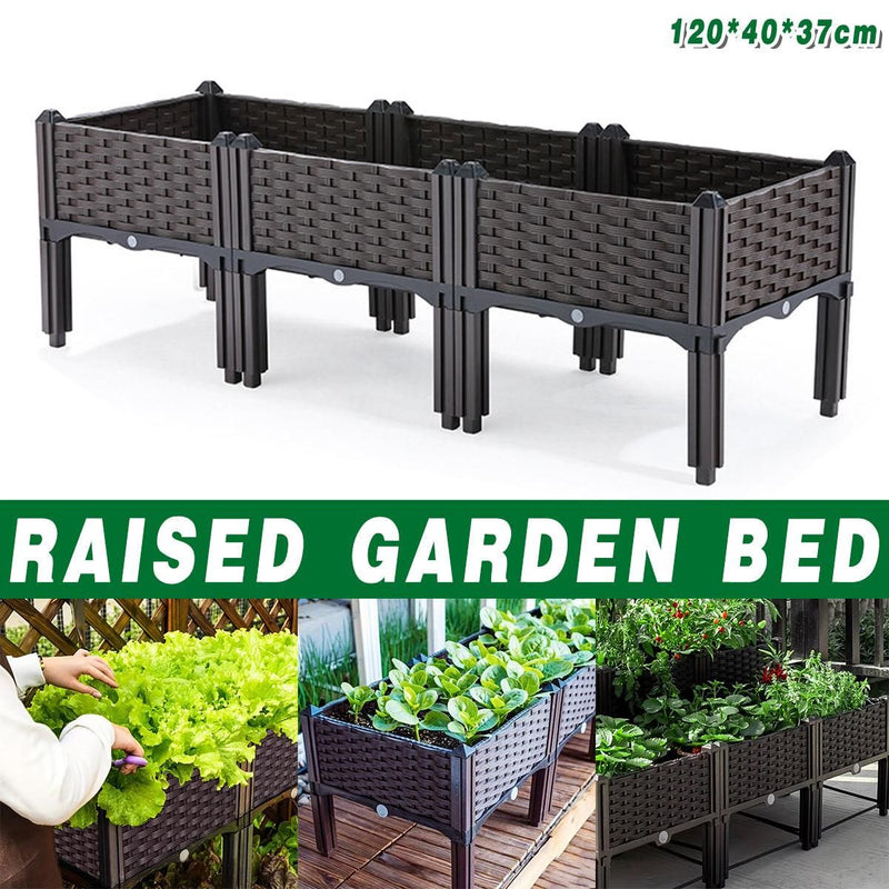 Elevated Self-Watering Planter Box 120 x 40 cm – Dark Brown
