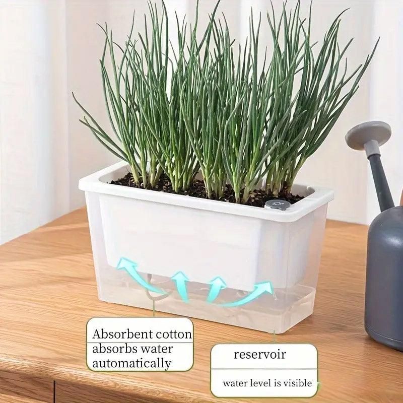 Self-Watering Balcony Planter for Herbs & Vegies – White