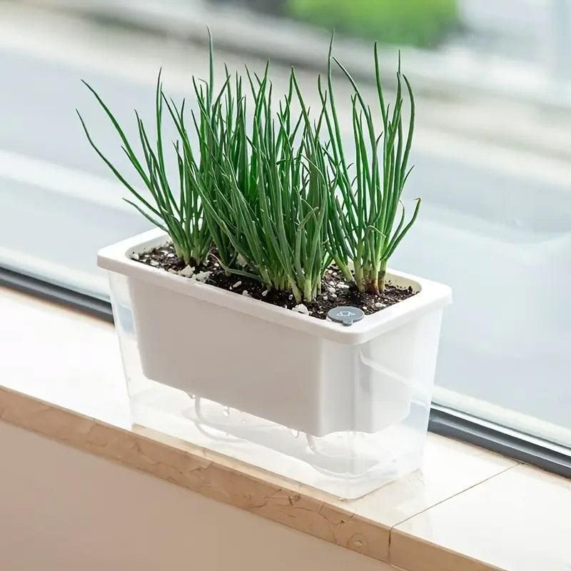 Self-Watering Balcony Planter for Herbs & Vegies – White