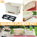 Rectangular Planter Box with Drainage Tray, 33L – Beige