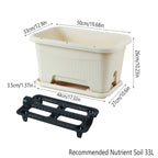 Rectangular Planter Box with Drainage Tray, 33L – Beige