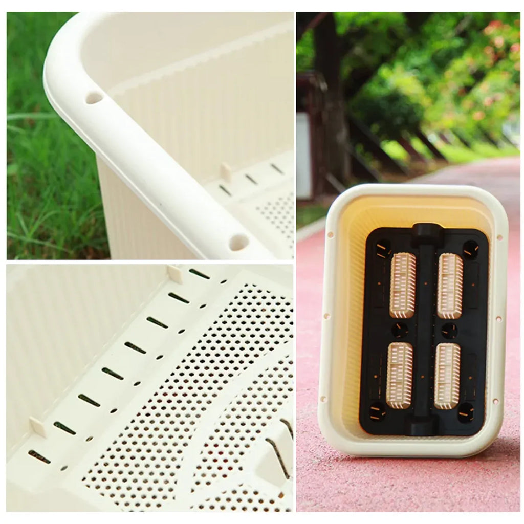 Rectangular Planter Box with Drainage Tray, 33L – Beige