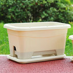 Rectangular Planter Box with Drainage Tray, 33L – Beige