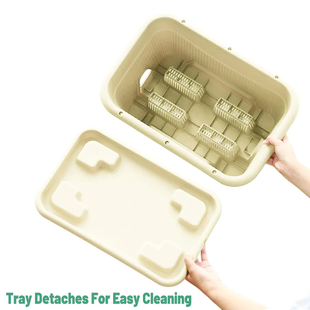 Rectangular Planter Box with Drainage Tray, 33L – Beige