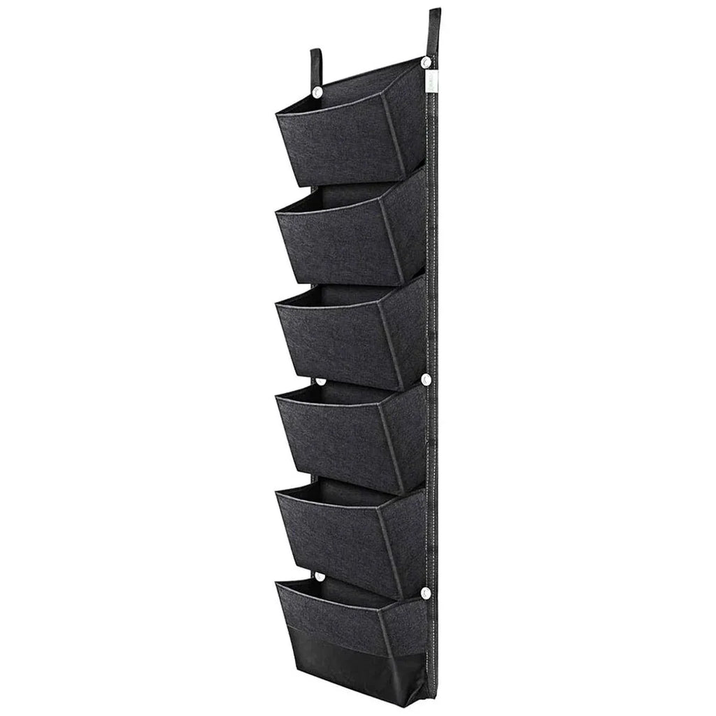 6-Pocket Felt Wall Planter, 107 x 30 cm – Black