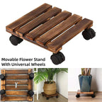 Rolling Plant Pot Stand with 4 Castors, 25 x 25 cm – Brown