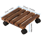Rolling Plant Pot Stand with 4 Castors, 25 x 25 cm – Brown