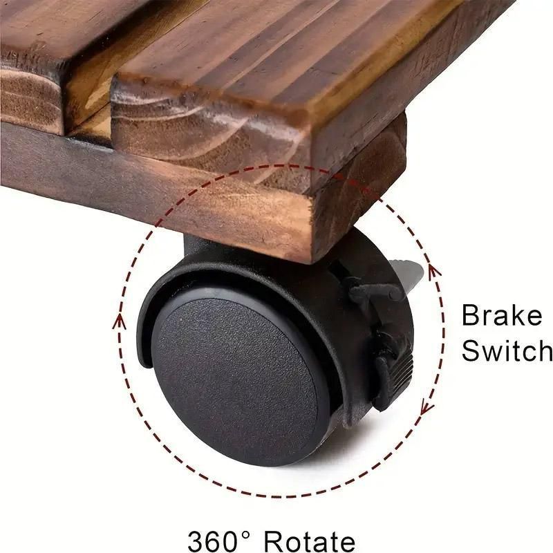 Rolling Plant Pot Stand with 4 Castors, 25 x 25 cm – Brown