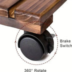 Rolling Plant Pot Stand with 4 Castors, 25 x 25 cm – Brown