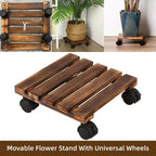 Rolling Plant Pot Stand with 4 Castors, 25 x 25 cm – Brown