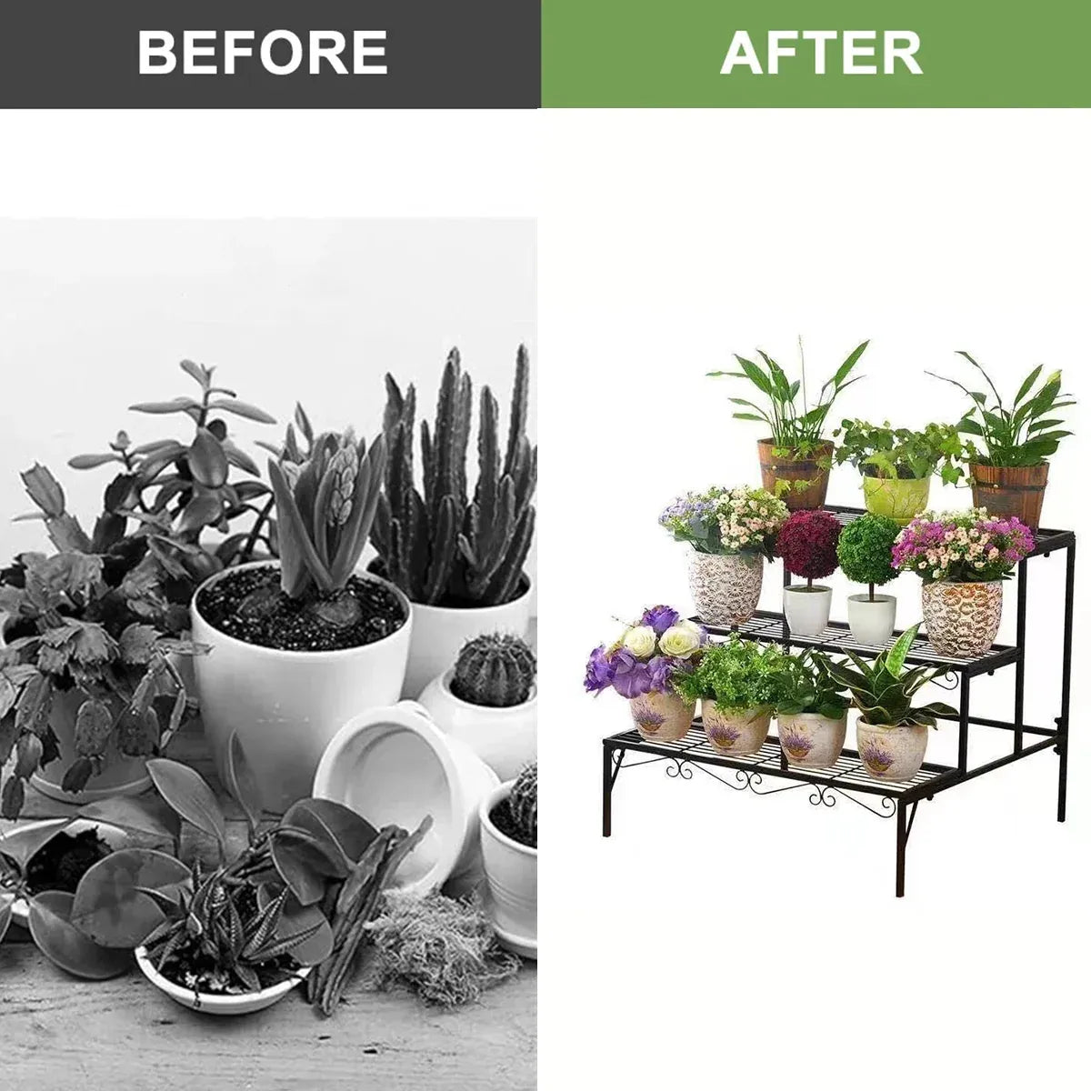 3-Tier Metal Plant Stand, 70 cm – Black