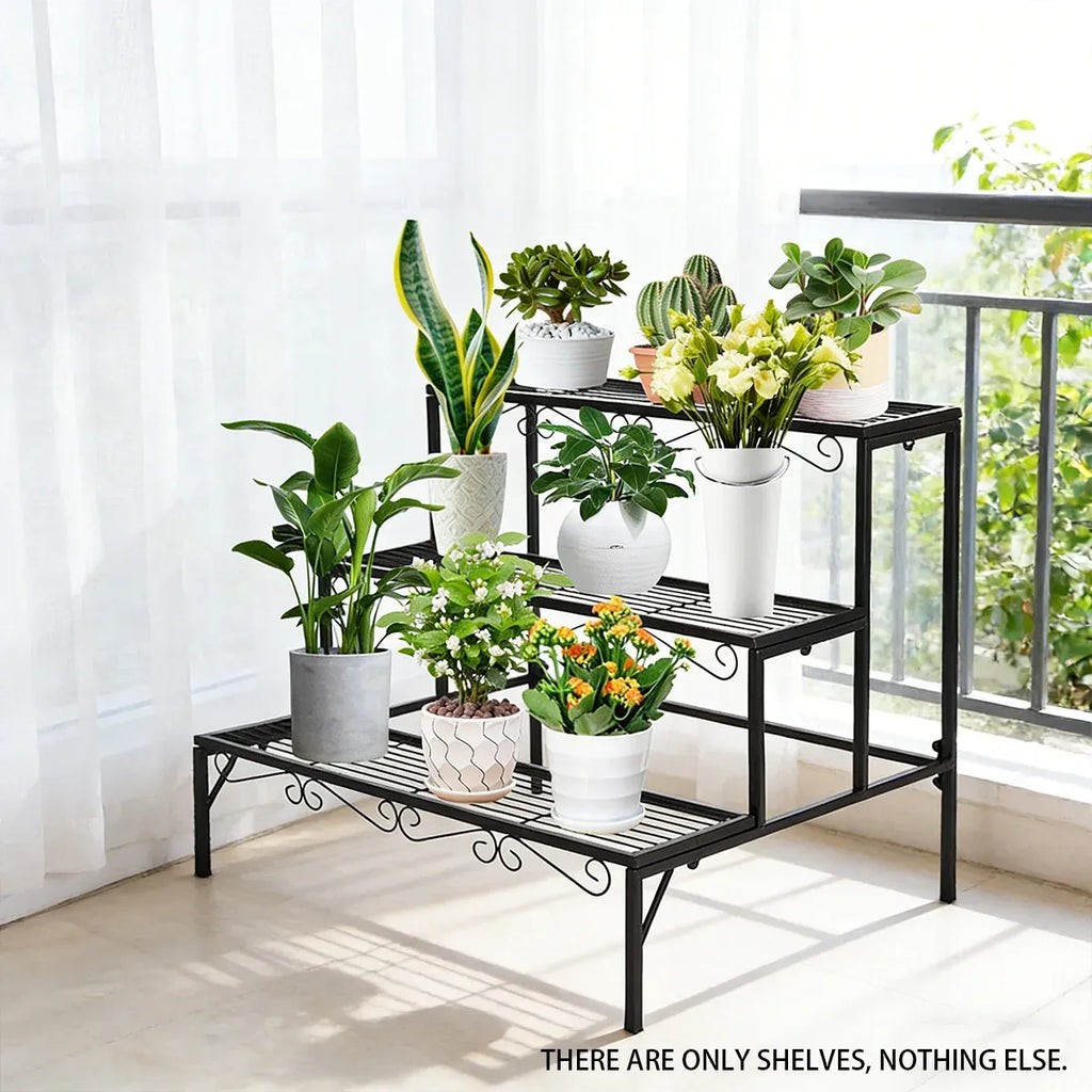 3-Tier Metal Plant Stand, 70 cm – Black