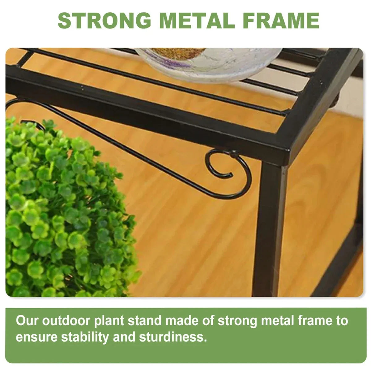 3-Tier Metal Plant Stand, 70 cm – Black