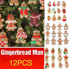Gingerbread Man Christmas Hanging Ornaments – Pack of 12