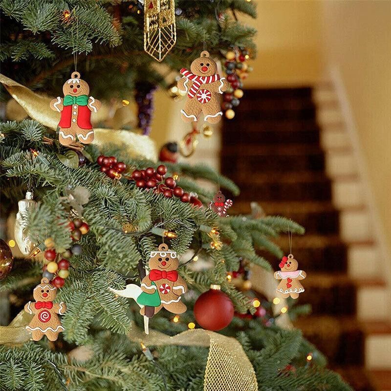 Gingerbread Man Christmas Hanging Ornaments – Pack of 12