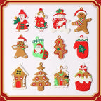 Gingerbread Man & Snowflake Christmas Hanging Ornaments – Pack of 12