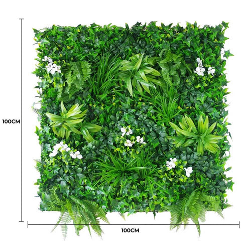 Artificial Vertical Garden Panel 100 x 100 cm – White Flowers