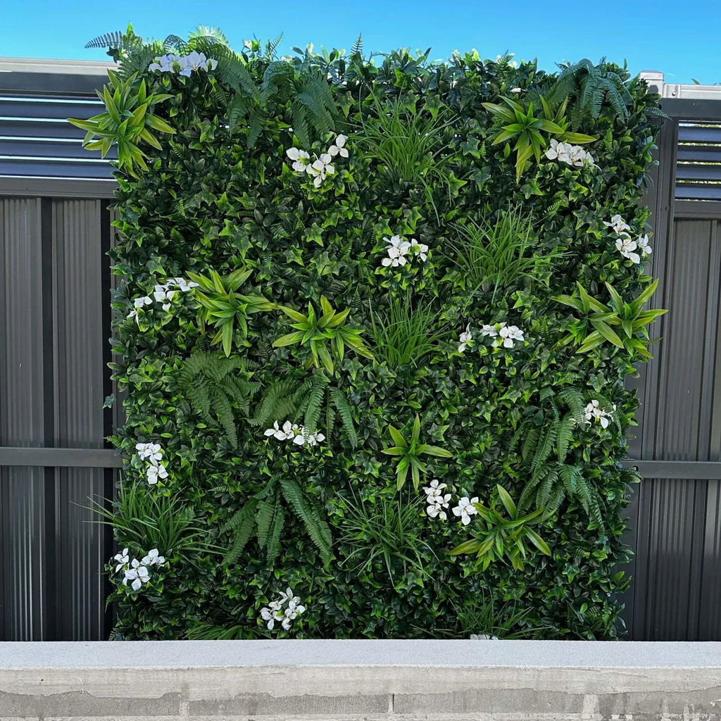 Artificial Vertical Garden Panel 100 x 100 cm – White Flowers